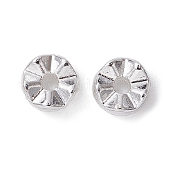 Alloy Spacer Beads, Long-Lasting Plated, Wavy Flat Round Shape, Silver, 6.5x3.5mm, Hole: 1.6mm