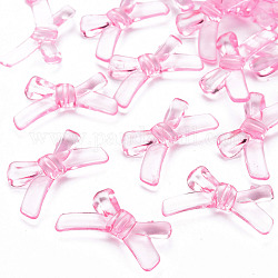 Transparent Acrylic Beads, Bowknot, Pearl Pink, 20x34x5.5mm, Hole: 1.8mm, about 435pcs/500g