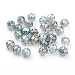 Electroplate Glass Beads Strands, Full Rainbow Plated, Faceted, Round, Dark Sea Green, 10mm, Hole: 1mm