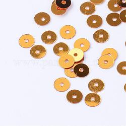 Ornament Zubehör Kunststoff paillette Perlen, Pailletten Perlen, Scheibe, dunkelgolden, 5x0.2 mm, Bohrung: 1 mm, ca. 40000 Stk. / 500 g