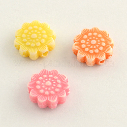 Craft Style Acrylic Beads, Flower, Mixed Color, 11x4mm, Hole: 2mm, about 1300pcs/500g