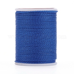 Cordón redondo de poliéster encerado, cordón encerado de taiwán, cuerda retorcida, azul, 1mm, alrededor de 12.02 yarda (11 m) / rollo