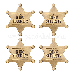 Distintivo di parola di sicurezza dell'anello 4pcs, spilla a stella in lega per abiti da zaino, bronzo antico, 70x61x7.5mm