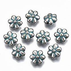 Ccb Kunststoff-Perlen, Blume, Türkis, 10.5x11.5x6 mm, Bohrung: 1.2 mm
