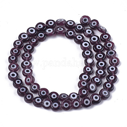 Chapelets de perles vernissées manuelles, plat rond, noir, 6x2.5mm, Trou: 1mm, Environ 64~65 pcs/chapelet, 14.1 pouce ~ 14.5 pouces