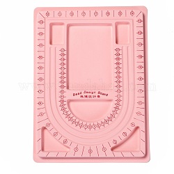 Designtafeln aus Kunststoffperlen für die Gestaltung von Halsketten, Beflockung, Rechteck, 9.45x12.99x0.39 Zoll, rosa
