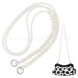 Pandahall elite 1pc manico per borsa a catena con perline in acrilico imitazione perla, con anelli per cancelli a molla, per accessori di ricambio borsa a tracolla, platino, 110cm