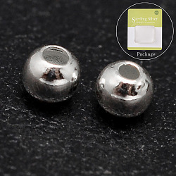 925 perline in argento sterling, perle tonde senza soluzione di continuità, argento, 2.5mm, Foro: 1.1 mm