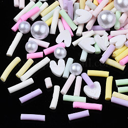 Cabujones de arcilla polimérica hechos a mano, Accesorios de decoración de uñas de moda, con cuentas de perlas de imitación de plástico abs, formas mixtas, amarillo, 2~12x1.5~5x1~5mm