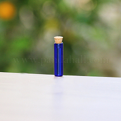 Mini-Perlenbehälter aus Borosilikatglas mit hohem Borosilikatgehalt, Ich wünsche eine Flasche, mit Korken, Kolumne, Blau, 0.8x3 cm