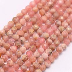 Natur Rhodonit Perlen Stränge, Klasse AA, facettiert, Runde, 2 mm, Bohrung: 0.5 mm, ca. 197 Stk. / Strang, 15.7 Zoll (40 cm)