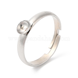 304 anillo ajustable de acero inoxidable, engastes de anillo con 201 bandeja de acero inoxidable para strass, color acero inoxidable, diámetro interior: 16.4 mm, Bandeja: 4 mm