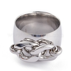 Unisex 304 anelli in acciaio inossidabile, forma di croce, colore acciaio inossidabile, formato 7, 14mm, diametro interno: 17.8mm