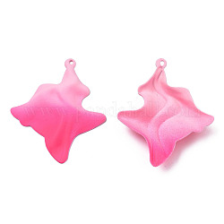 Spray Painted Iron Pendants, Wave, Hot Pink, 45x37x7mm, Hole: 1.6mm