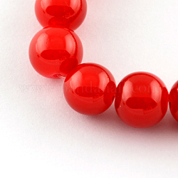 Imitation Jade Glass Beads Strands, Spray Painted, Round, Red, 12mm, Hole: 1.3~1.6mm, about 66pcs/strand, 31.4 inch