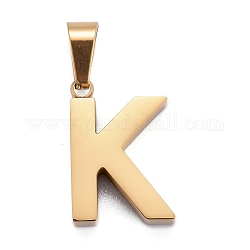 Placage ionique (ip) 304 pendentifs lettre en acier inoxydable, polissage manuel, alphabet, or, letter.k, 18.5x12.5x4mm, Trou: 6.5x3.5mm