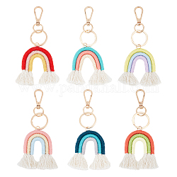 Portachiavi pendente in cotone nappa stile 6 pz 6, portachiavi arcobaleno ciondolo borsa a maglia, con accessori in lega, colore misto, 14cm