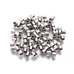 Intercalaire perles en 304 acier inoxydable, hexagone, couleur inoxydable, 2x2x2mm, Trou: 1.4mm