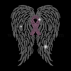 Glass Hotfix Rhinestone, Iron on Appliques, Costume Accessories, for Clothes, Bags, Pants, Breast Cancer Awareness Ribbon, Wing, 297x210mm