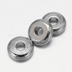 Piatto tondo perle di ottone distanziatore, platino, 6x2mm, Foro: 1.8 mm