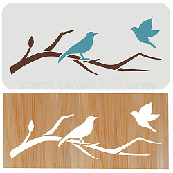FINGERINSPIRE Birds Tree Branches Stencil 30x15cm Reusable Furniture Details Stencil Plastic PET Bird Drawing Stencils Art Craft Stencil for Wall Windows Cabinets Home Decor