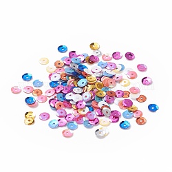 Perline paillette plastico, semi-coppa perline paillettes, foro centrale, colore misto, 5x0.3mm, Foro: 1 mm, circa 50000pcs/libbra