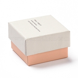 Boîtes anneau rectangle en carton, avec une éponge noire à l'intérieur, rose, 5x5x3.25 cm