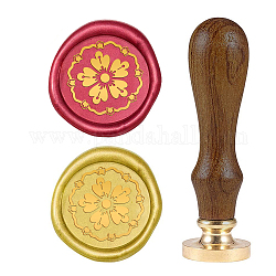 Sello de cera de madera diy, patrón de flores, 83x22mm, cabeza: 7.5 mm, sellos: 25x14.5mm