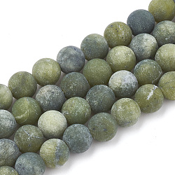 Fili di perline di diaspro verde naturale, smerigliato, tondo, 10mm, Foro: 1.2 mm, circa 37~40pcs/filo, 14.9~15.1 pollice (38~38.5 cm)