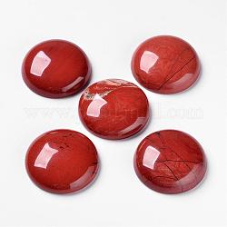 Cabuchones jaspe rojo naturales, espalda plana, medio redondo / cúpula, 28x7~8mm