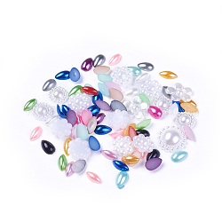 Cabujones de perlas de imitación de plástico ABS, formas mixtas, color mezclado, 8~12x3.5~12x2~4.5mm, aproximamente 1090 unidades / 150 g