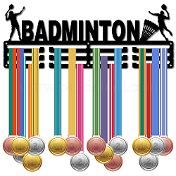 CREATCABIN Badminton Medal Holder Hanger Sports Medal Hanger Rack Medal Holder Black Metal Iron Shelf Organizer Race Medal Stand Frame Wall Mounted Over 60 Medals for Athletes Medalist 15.7 x 6Inch