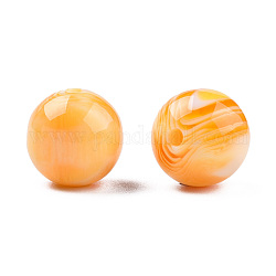 Perles en résine, pierre d'imitation, ronde, orange, 12x11.5mm, Trou: 1.5~3mm