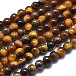 Natürlichen Tigerauge Perlen Stränge, Runde, 3 mm, Bohrung: 0.5 mm, ca. 130 Stk. / Strang, 15.35 Zoll (39 cm)