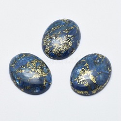 Natürliche Cyanit / Cyanit / Disthen-Cabochons, mit Gold-Linie, Flachoval, 30x22x6 mm