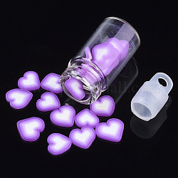 Ручной полимерной глины ногтей декоративные аксессуары, с стеклянной бутылкой для желаний и пластиковой пробкой для ccb, сердце, синий фиолетовый, 4~6x5~6x0.5~1 мм