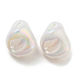 Perle d'imitation en plastique abs, irisation, pépites, blanc, 16.5x13x10mm, Trou: 1.8mm