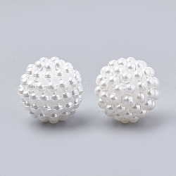 Perles acryliques de perles d'imitation, perles baies, perles combinés, ronde, blanc, 12mm, Trou: 1mm, environ 200 pcs / sachet 