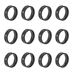 UNICRAFTALE 12Pcs Black Stainless Steel Frosted Blank Ring Size 6 Crystal Rhinestone Grooved Ring Round Empty Ring for Inlay Ring Jewelry Band Making and Gift