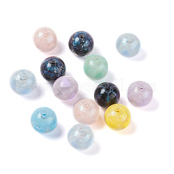 Perles acryliques opaques, poudre de paillettes, ronde avec motif coeur, couleur mixte, 15.5x15mm, Trou: 3mm
