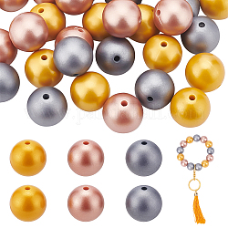 Ph pandahall 45 pz perline in silicone da 15 mm, 3 colori perline in silicone metallico braccialetto rotondo perline perline centrali perline sciolte collana perline per penna creazione di gioielli portachiavi cordino catena del sacchetto