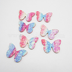Dekorationszubehör aus Glitzervlies, mit paillette / pailletten, Schmetterling, Farbig, 27x40 mm