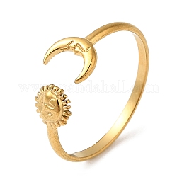 304 anelli in acciaio inox, anello polsino aperto per le donne, oro, Luna Sole, misura degli stati uniti 7 1/2 (17.7mm), 1.5~7mm