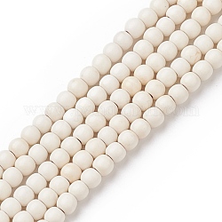 Chapelets de perles en turquoise synthétique, teinte, ronde, blanc, 4mm, Trou: 1mm, Environ 110 pcs/chapelet, 15.6 pouce