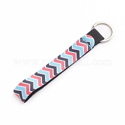 Lanière porte-clés poignet en néoprène imprimé, porte-clés pour femmes filles, motif de vagues, colorées, 160x20x4mm
