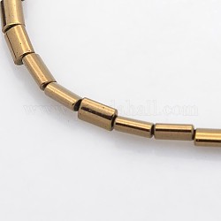 Electroplate Non-magnetic Synthetic Hematite Beads Strands, Tube, Copper Plated, 5x3x2mm, Hole: 1mm, about 79pcs/strand, 15.7 inch