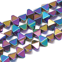 Galvanisieren unmagnetische synthetischen Hämatitkornen Stränge, Doppelkegel, Multi-Farbe plattiert, 8x5.5x4 mm, Bohrung: 1 mm, ca. 75 Stk. / Strang, 15.7 Zoll