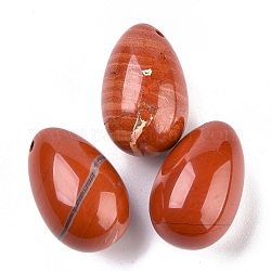 Pendentifs de jaspe rouge naturel, pierre d'oeuf de pâques, 39.5x25x25mm, Trou: 2mm