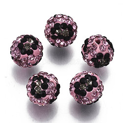 Perline strass polimero argilla, perline palla di disco, tondo, diamante nero, PP13 (1.9~2mm), 6 file di strass, 10mm, Foro: 1.5 mm