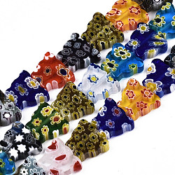 Chapelets de perles vernissées de millefiori manuelles, papillon, colorées, 10x11.5x3mm, Trou: 1mm, Environ 38 pcs/chapelet, 14.17 pouce (36 cm)